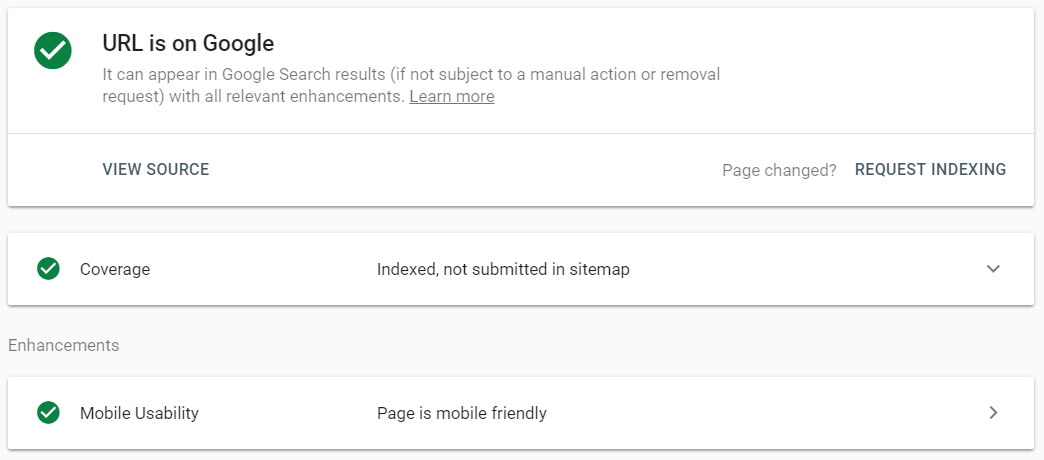 Google Search Console URL tool